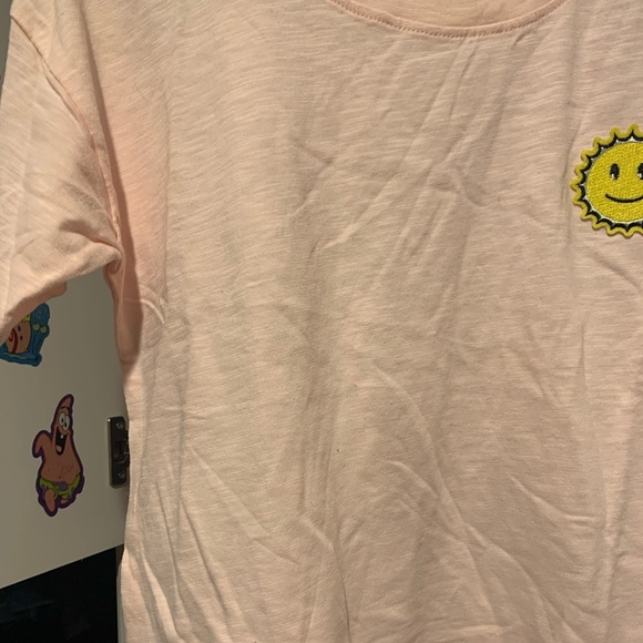 Smiley sunshine crop top one size Light pink NWOT - Picture 4 of 7